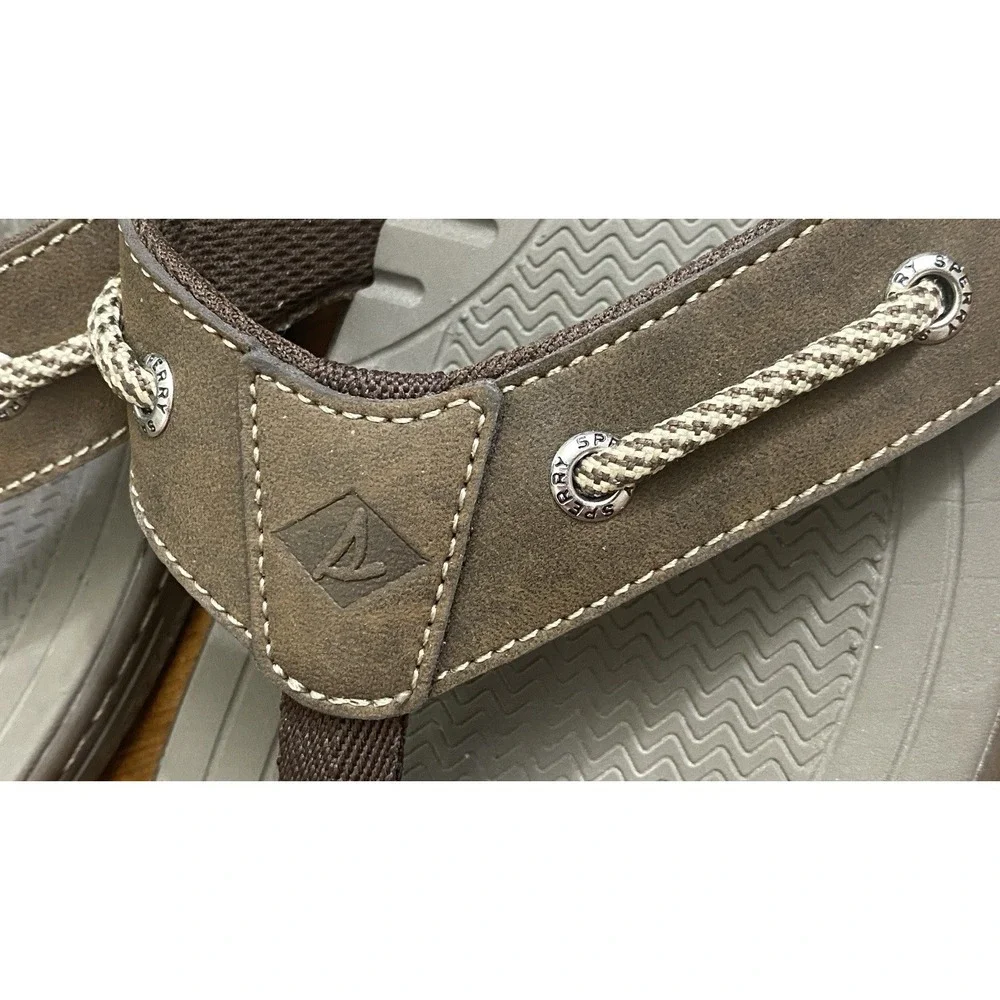 Sperry Havasu Leather Flip Flop Sandals Men's 8M Brown Beach Comfort STS11971